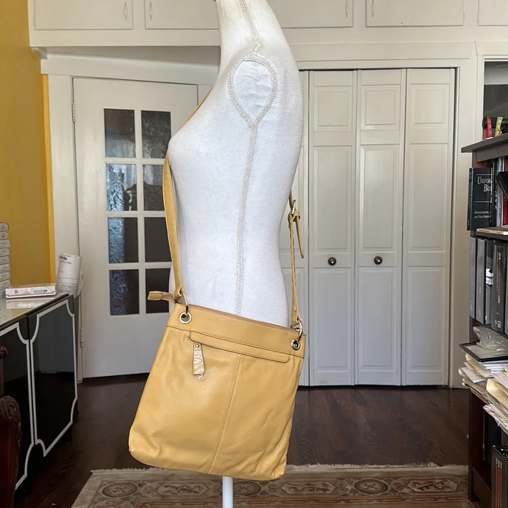 Sharif Leather Shoulder Crossbody Bag with Tote in Mustard Yellow NWOT